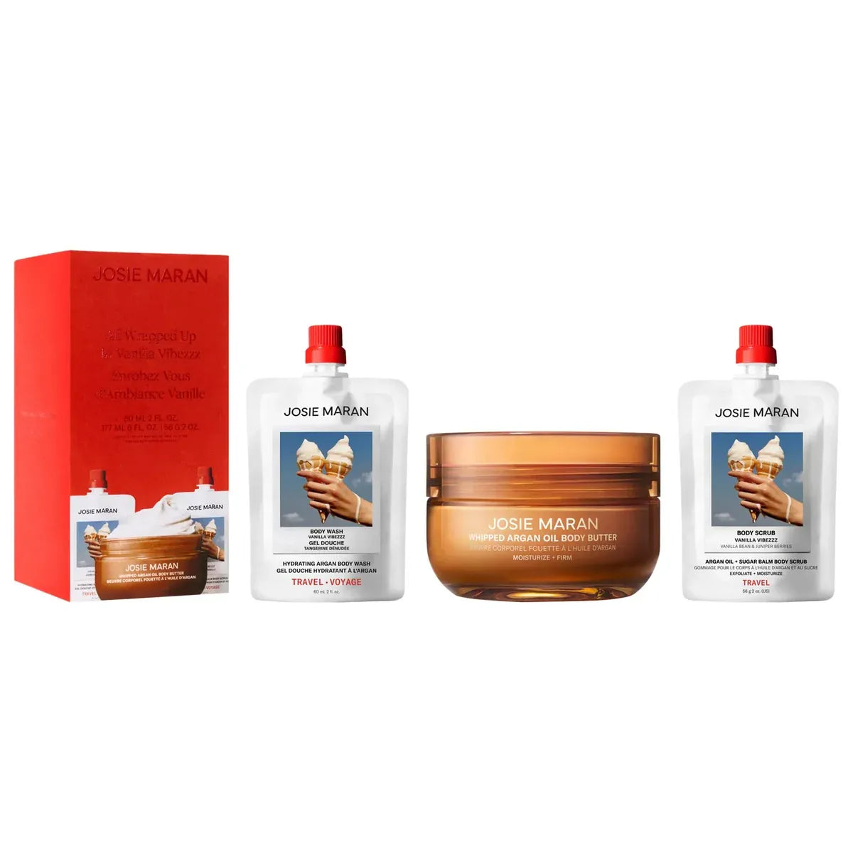 Josie Maran All Wrapped Up in Vanilla Vibezzz Body Gift Set